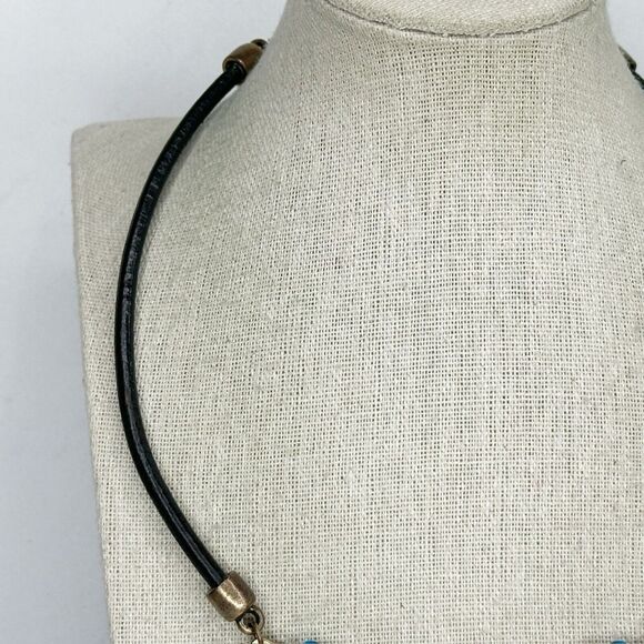 Chico's Colorful Beaded Gold Tone Black Cord Statement Necklace ✨ - Picture 3 of 14